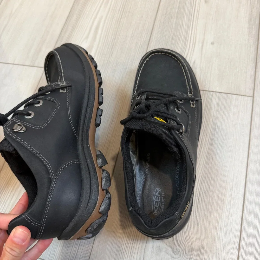 NEW Keen Nopo Lace Mens 8 Black Leather Waterproof Hiking Shoes 13025-BLCK
